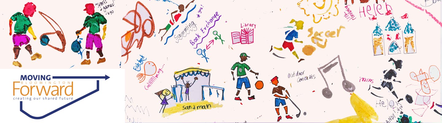 Drawings made by children with people doing recreation activities