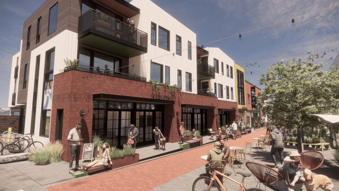 Building with people outside