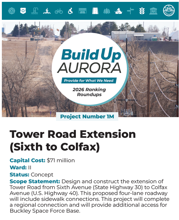 1M: Tower Road Extension (Sixth to Colfax)