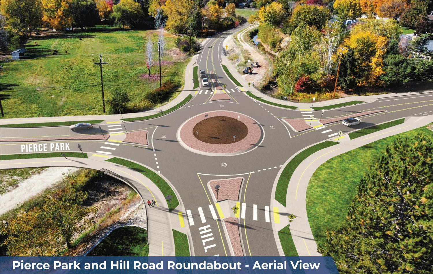 Pierce Park and Hill Road Roundabout - Aerial View