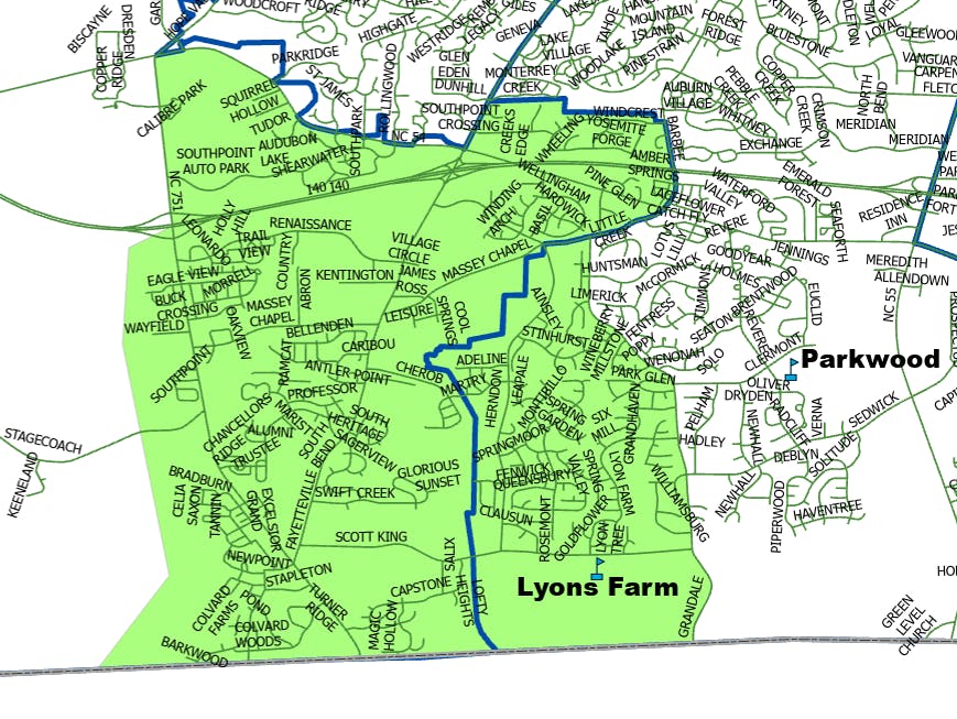 Lyons Farm Elementary Boundary Map