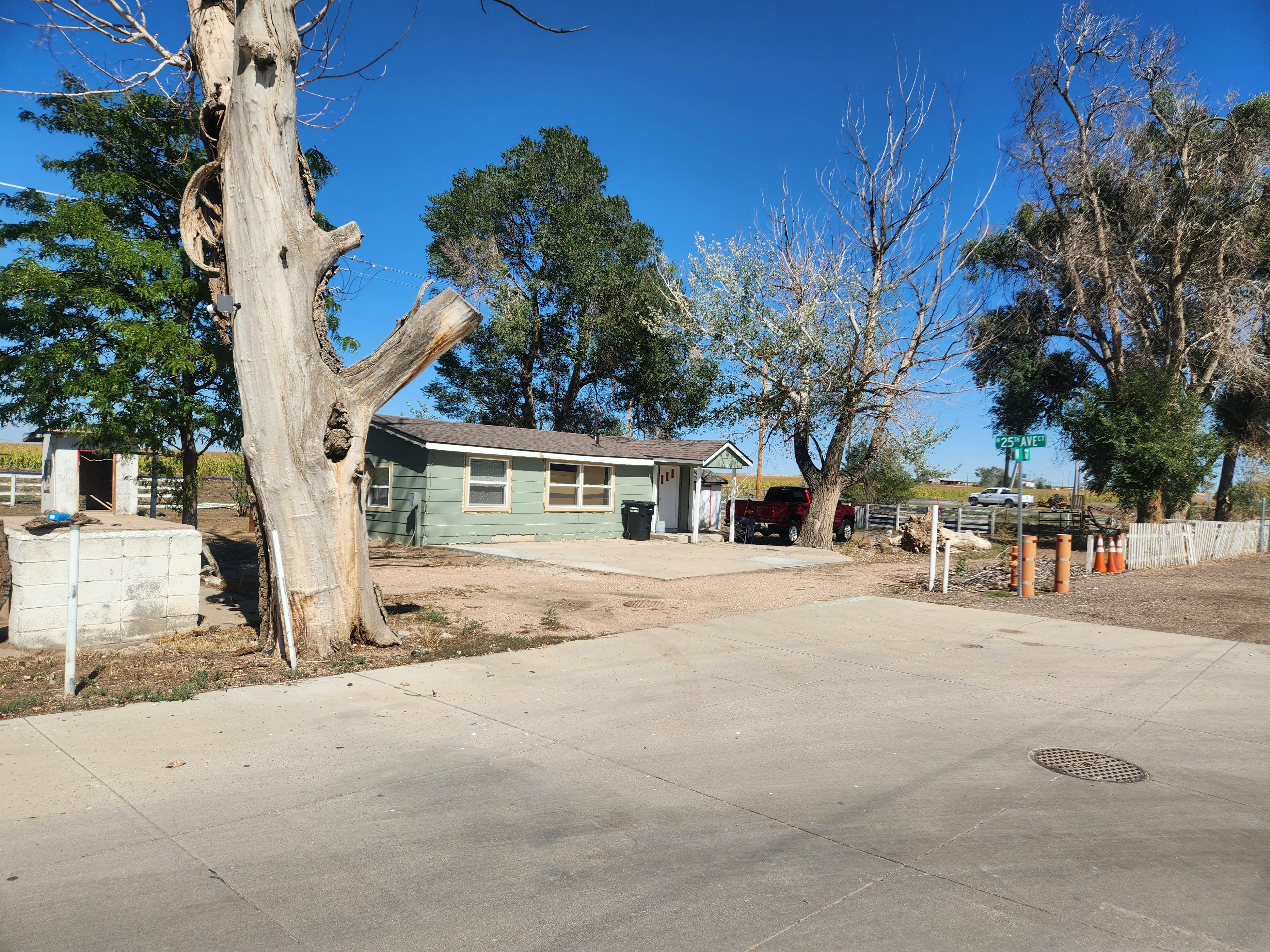 Spanish Colony house surrounded by trees.
