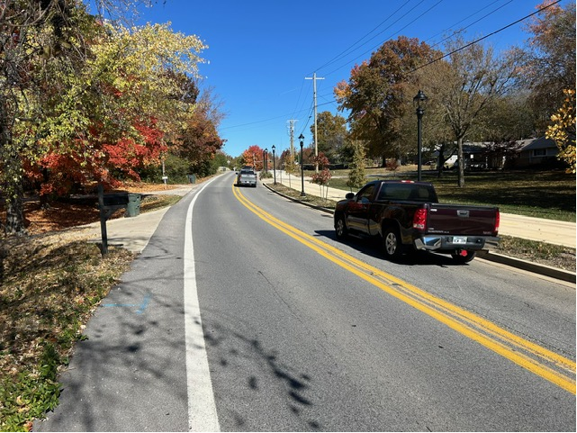 West view of Mission Boulevard (two travel lanes with dedicated bike line)