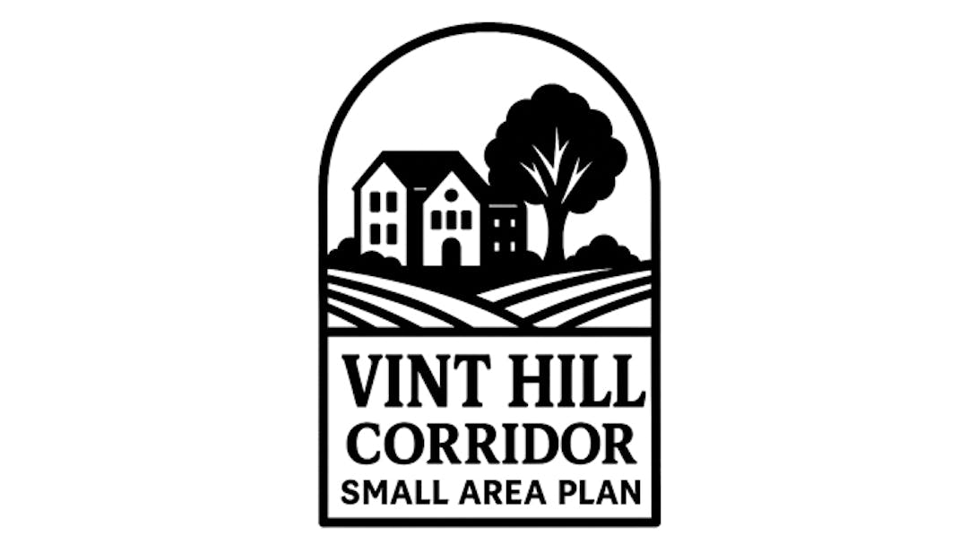 Vint Hill Small Area Plan graphic with fields, buildings and trees