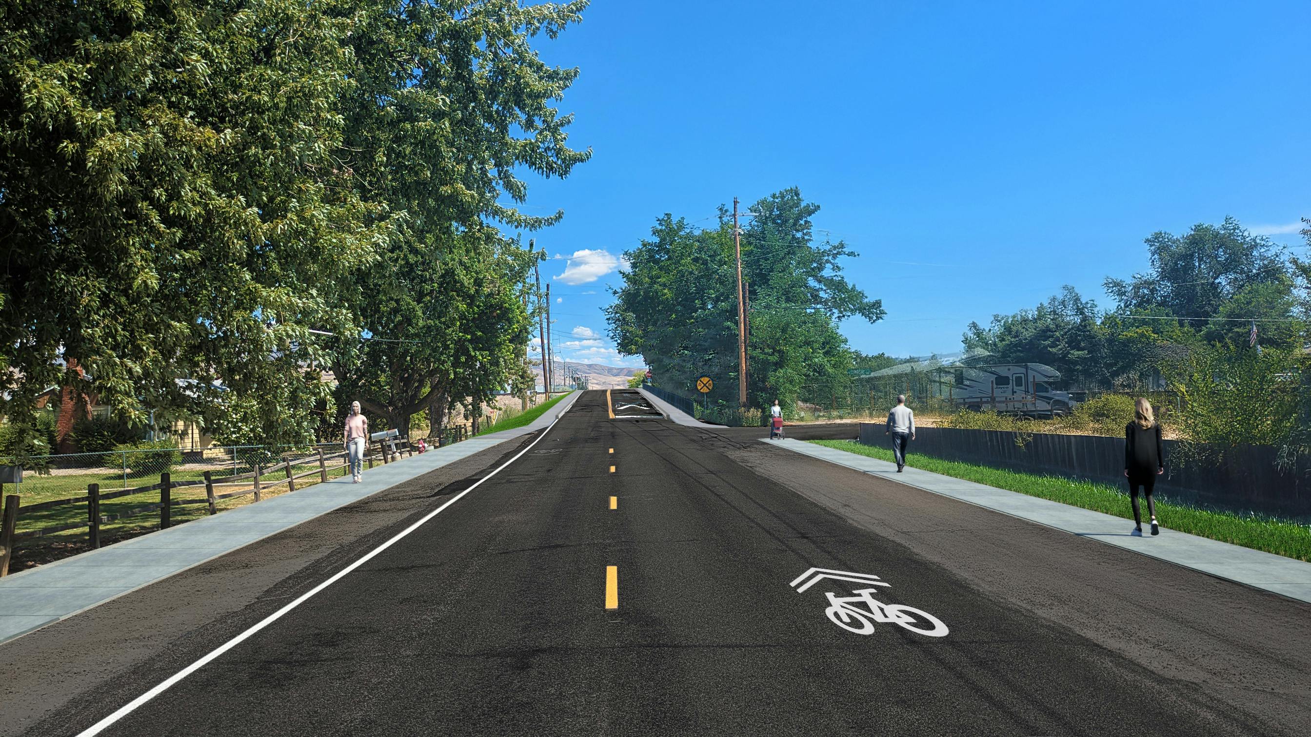 Victory Road with sidewalk on both sides of the street