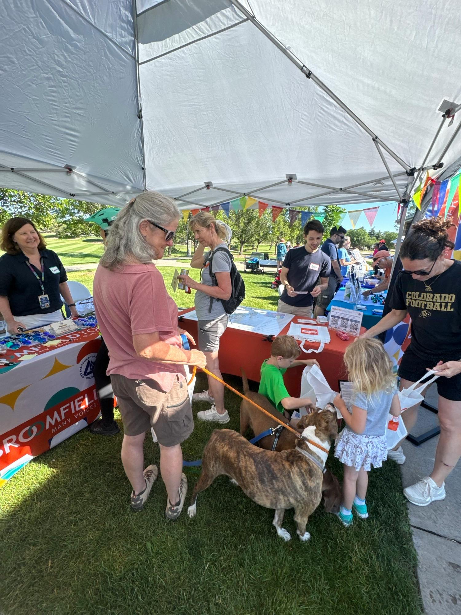 Broomfield Trail Adventure participants stop by the Broomfield Together booth to provide feedback and learn more about Broomfield Together.