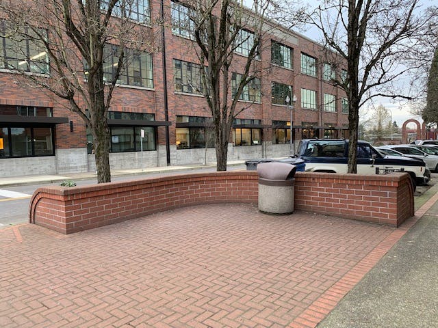 Brick Plaza with Litter Receptacle