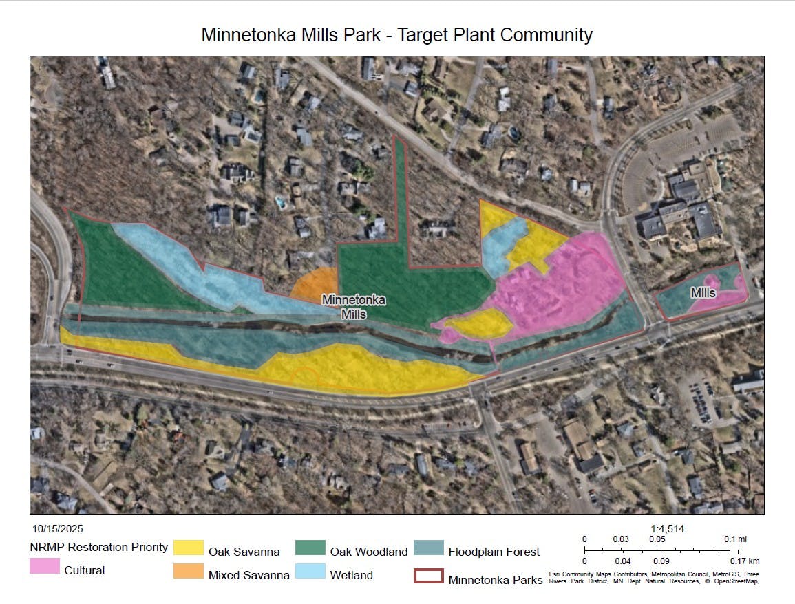 Map showing several plant communities for restoration