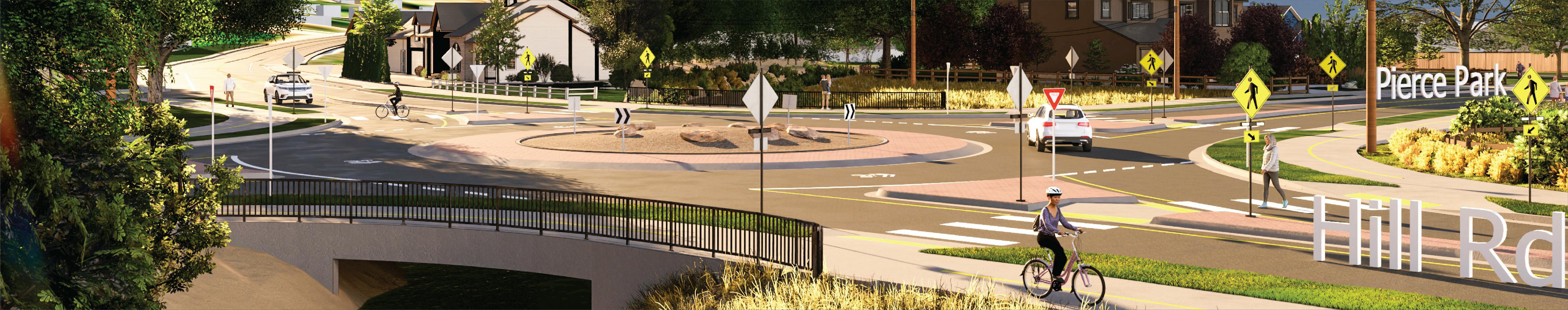 Pierce Park Lane and Hill Road Roundabout Rendering