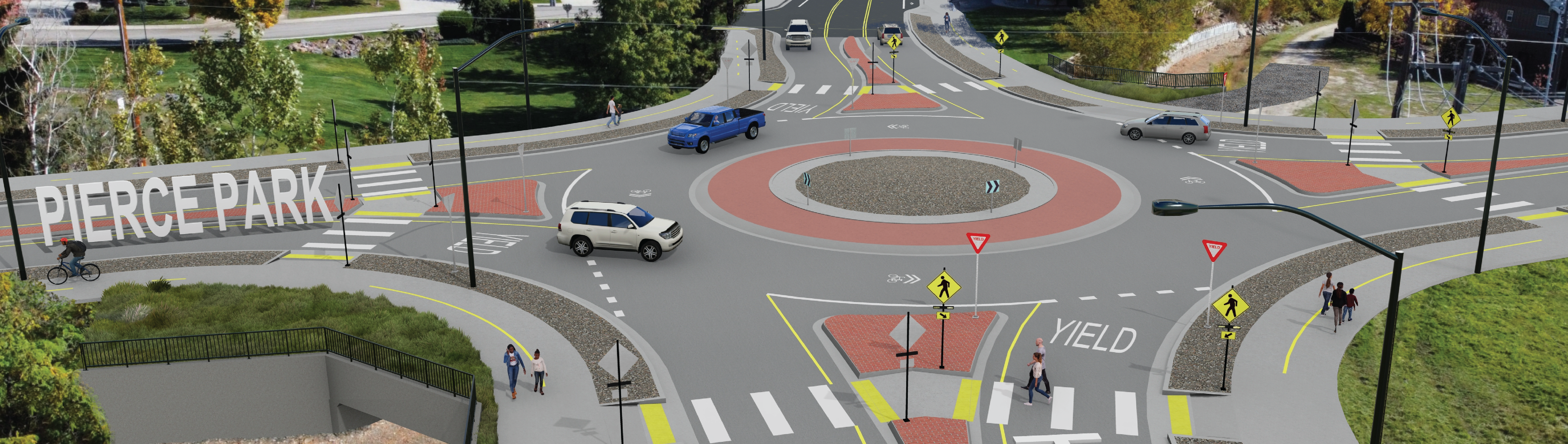 Pierce Park Lane and Hill Road Roundabout Rendering