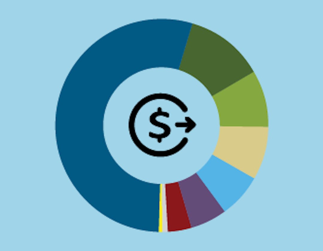A pie chart of the Town's 2024 expenditures on a light blue background. 