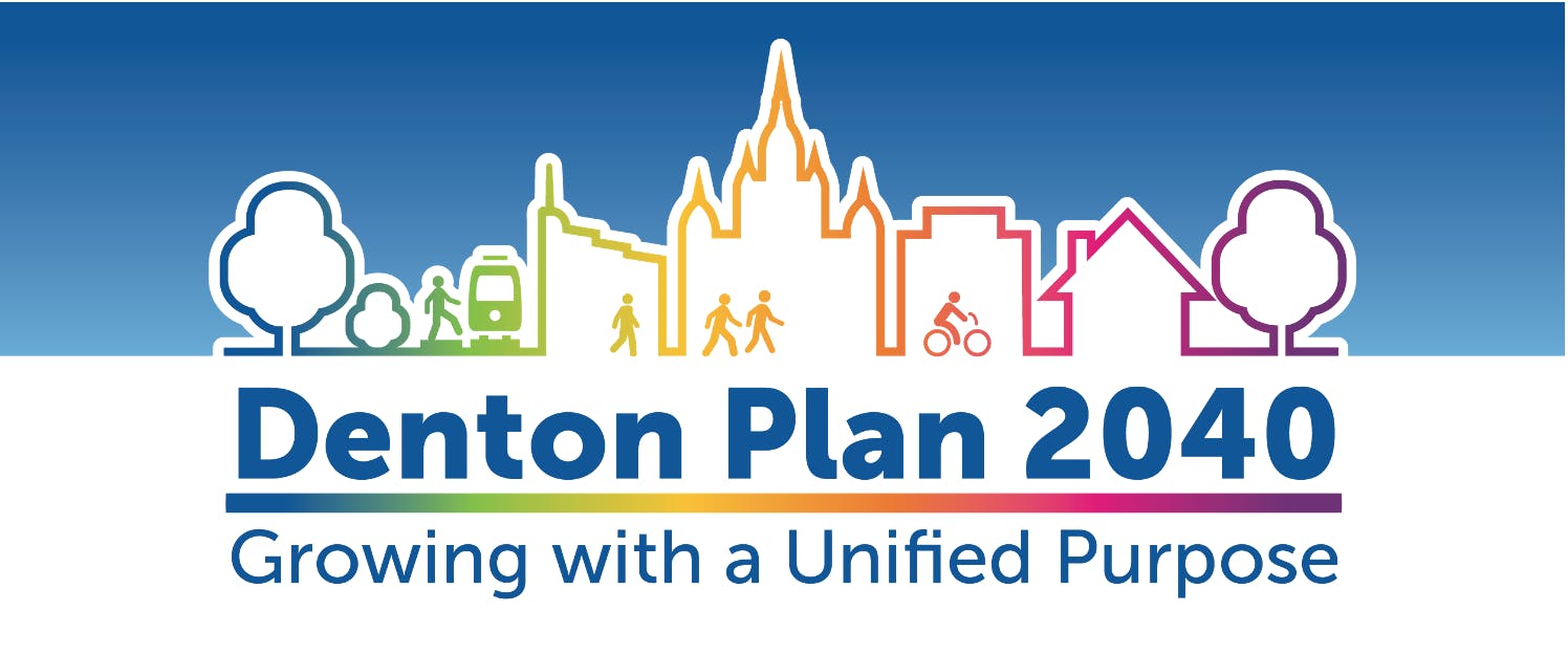 logo with the words Denton Plan 2040 growing with a unified purpose
