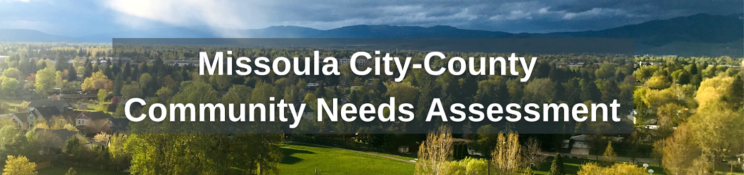 Looking northwest from the southside of Missoula valley. A scene of houses with green grass, green trees, park and mountains