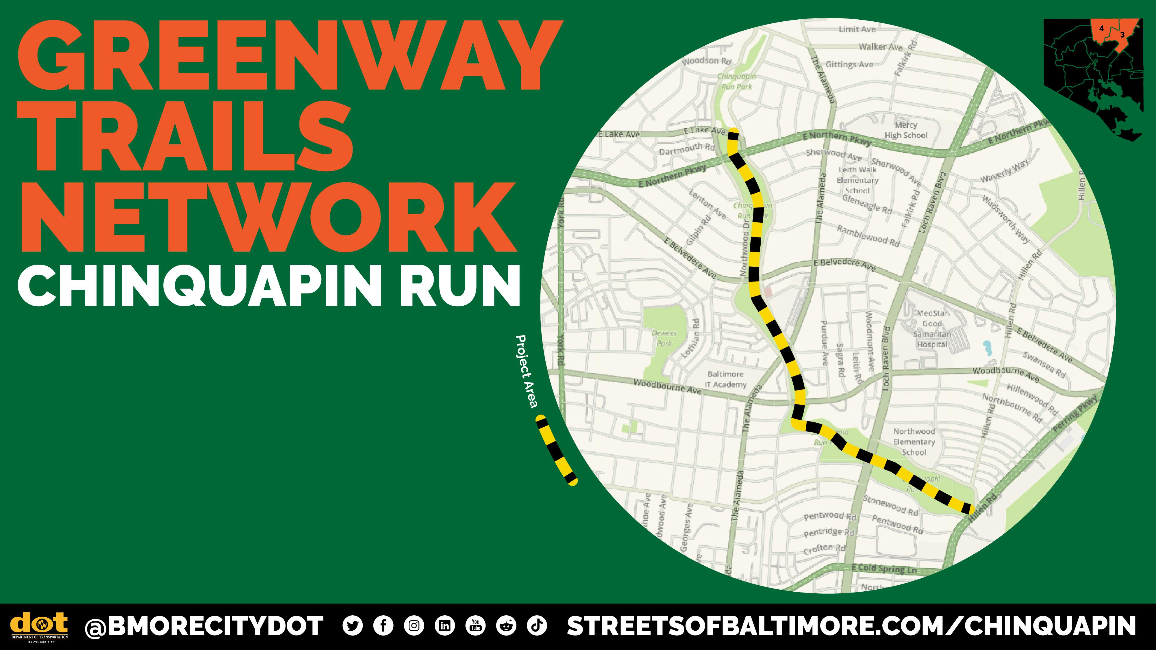 Graphic from the Baltimore City Department of Transportation showing the Chinquapin Run segment of the Greenway Trails Networ