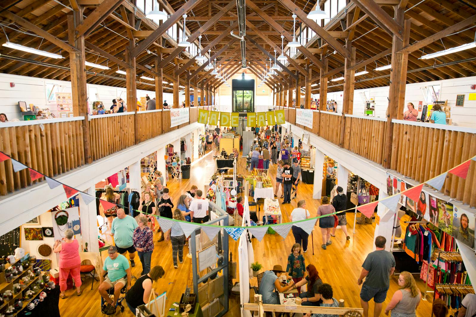 The inside of the Commercial Building on a busy day at the Made Fair.
