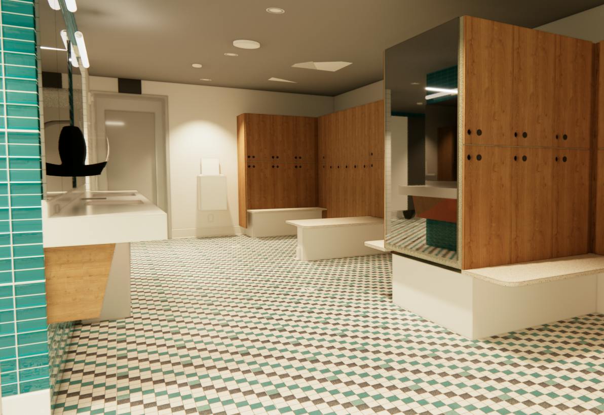 Rendering of new locker room at the Englewood Recreation Center