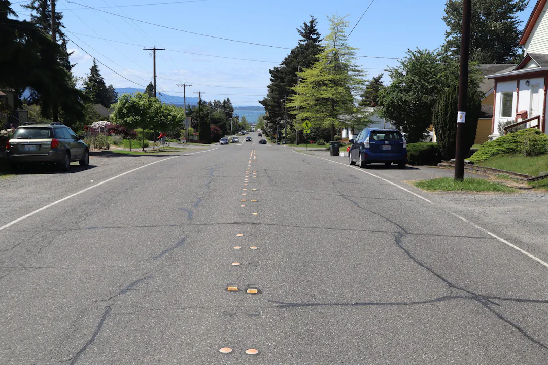 Existing conditions on Harris Avenue looking towards Bellingham Bay