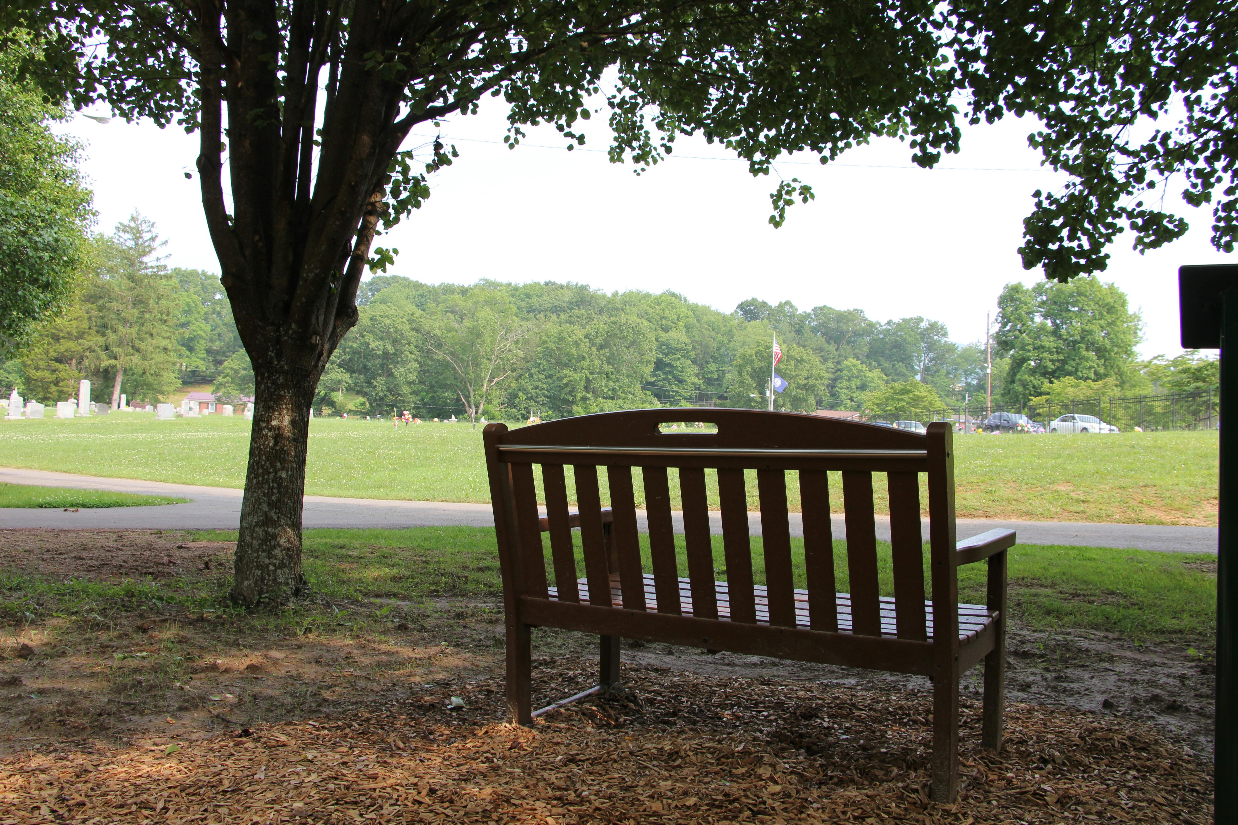 Bench overlooking Woodland Cemetery