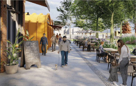 The plan recommends reinforcing the entrepreneurial character of this area, and supporting small, locally-owned businesses, and incubator spaces.