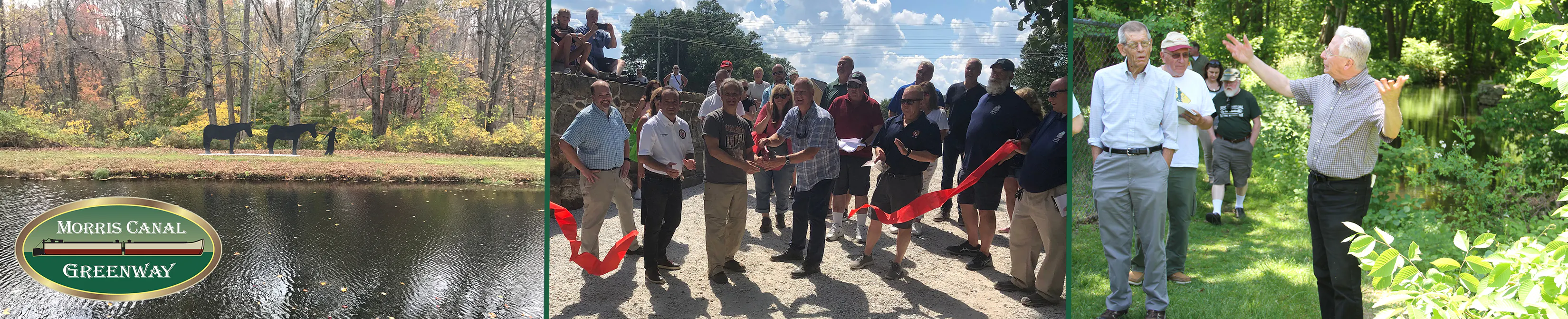 From left to right, the Morris Canal at Waterloo Village, Lock 2 East Ribbon Cutting, tour of the Morris Canal in Stanhope