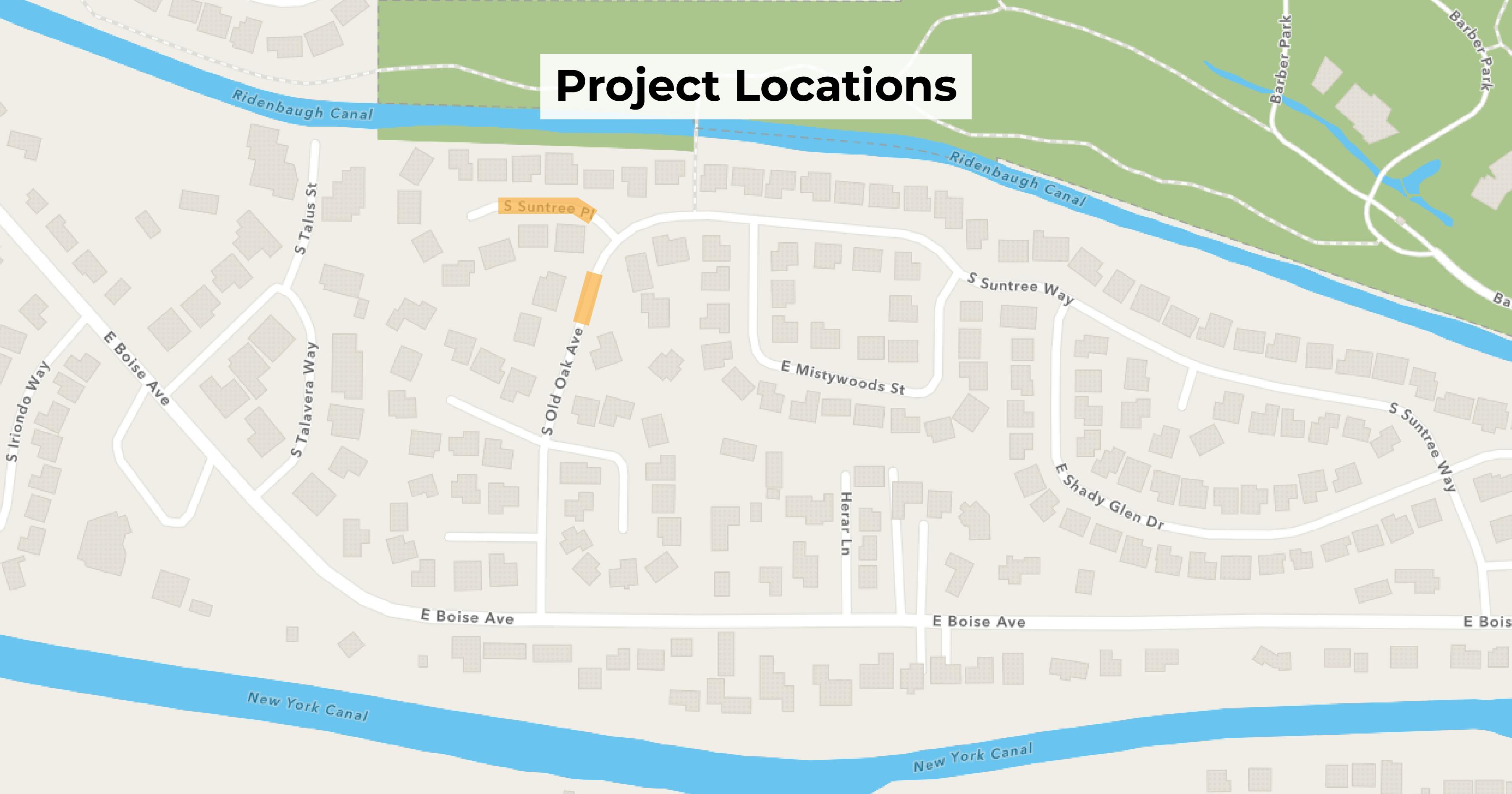 Suntree Place and Old Oak Avenue Storm Drain Project Locations