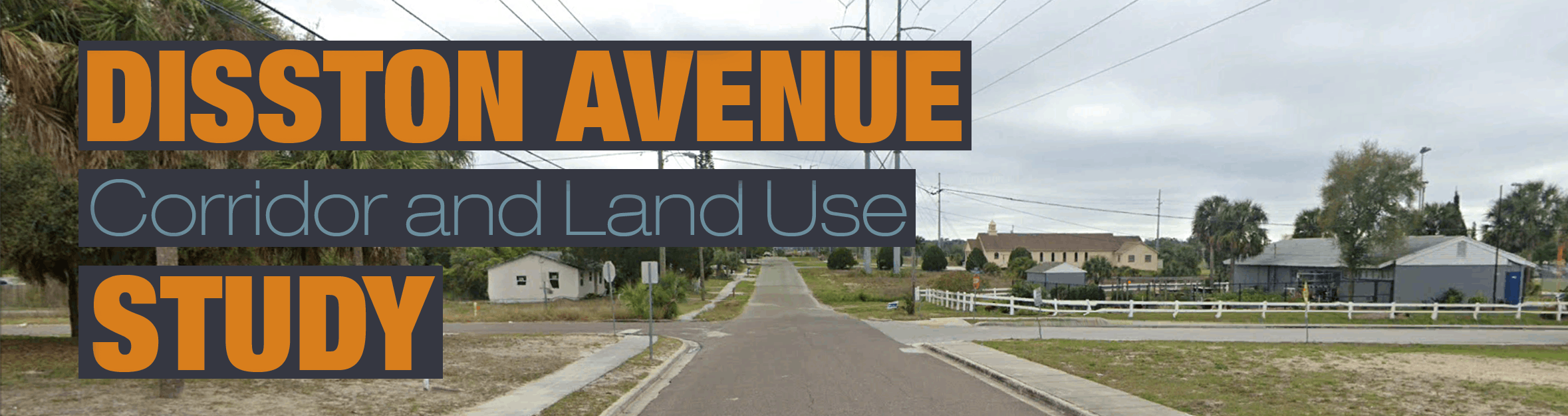 Street view looking south down Disston Avenue at the Harrison Street intersection. 