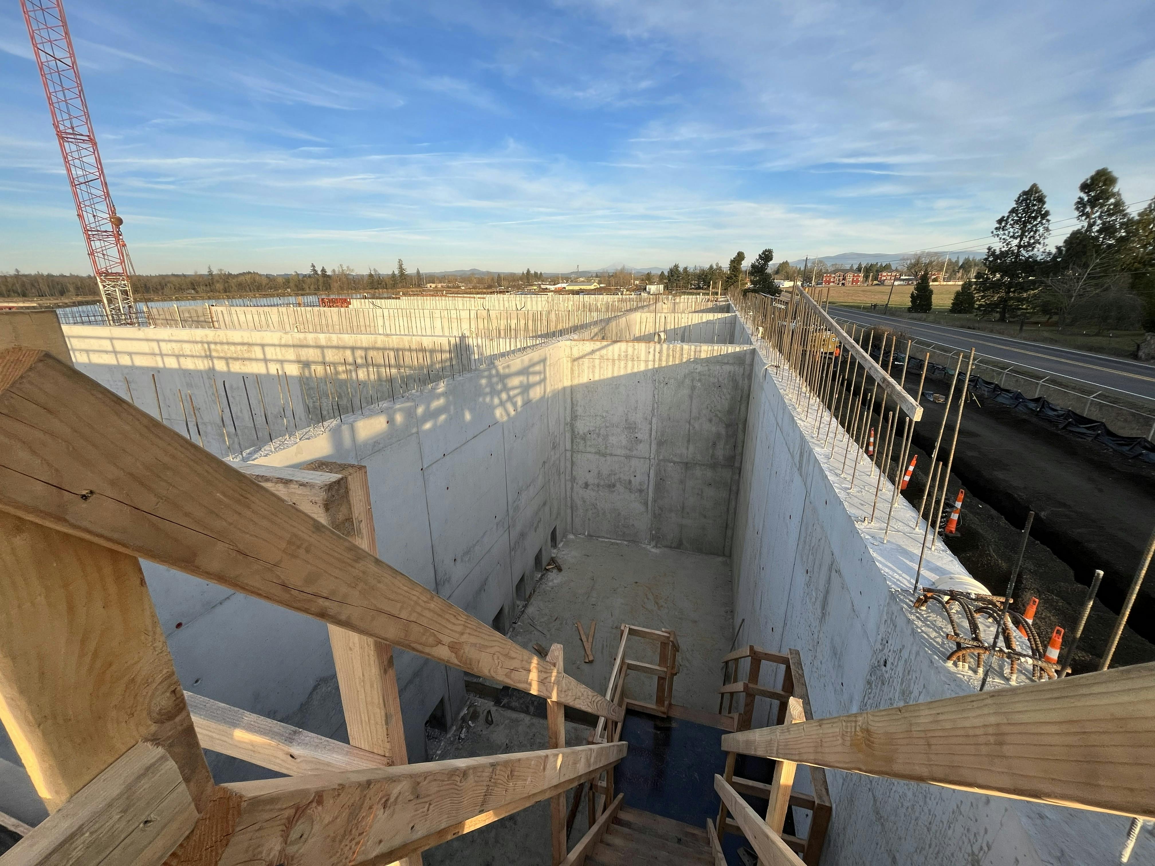 A look over the sequencing batch reactor looking easting the City of Molalla. 