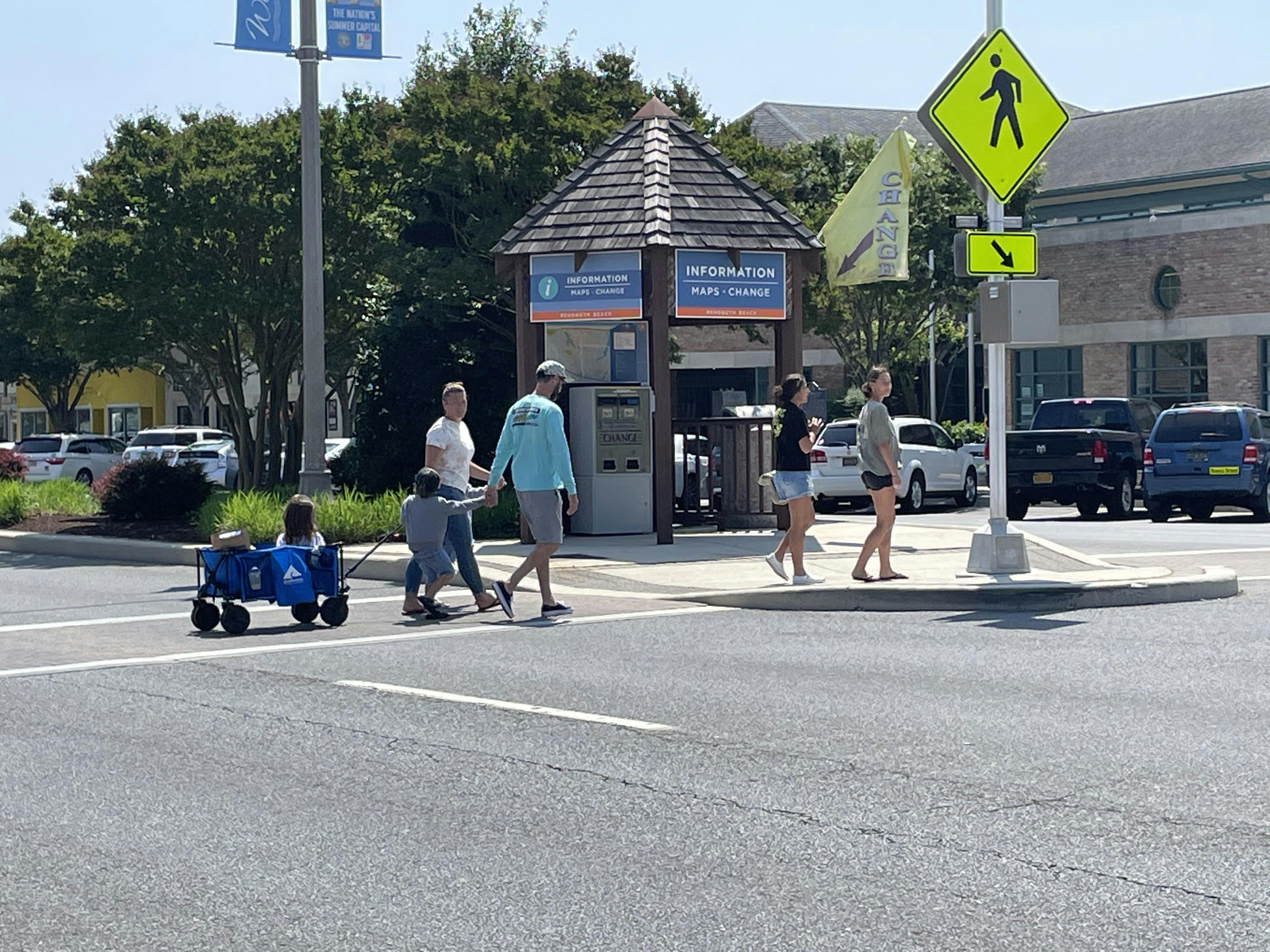 Pedestrians crossing the street