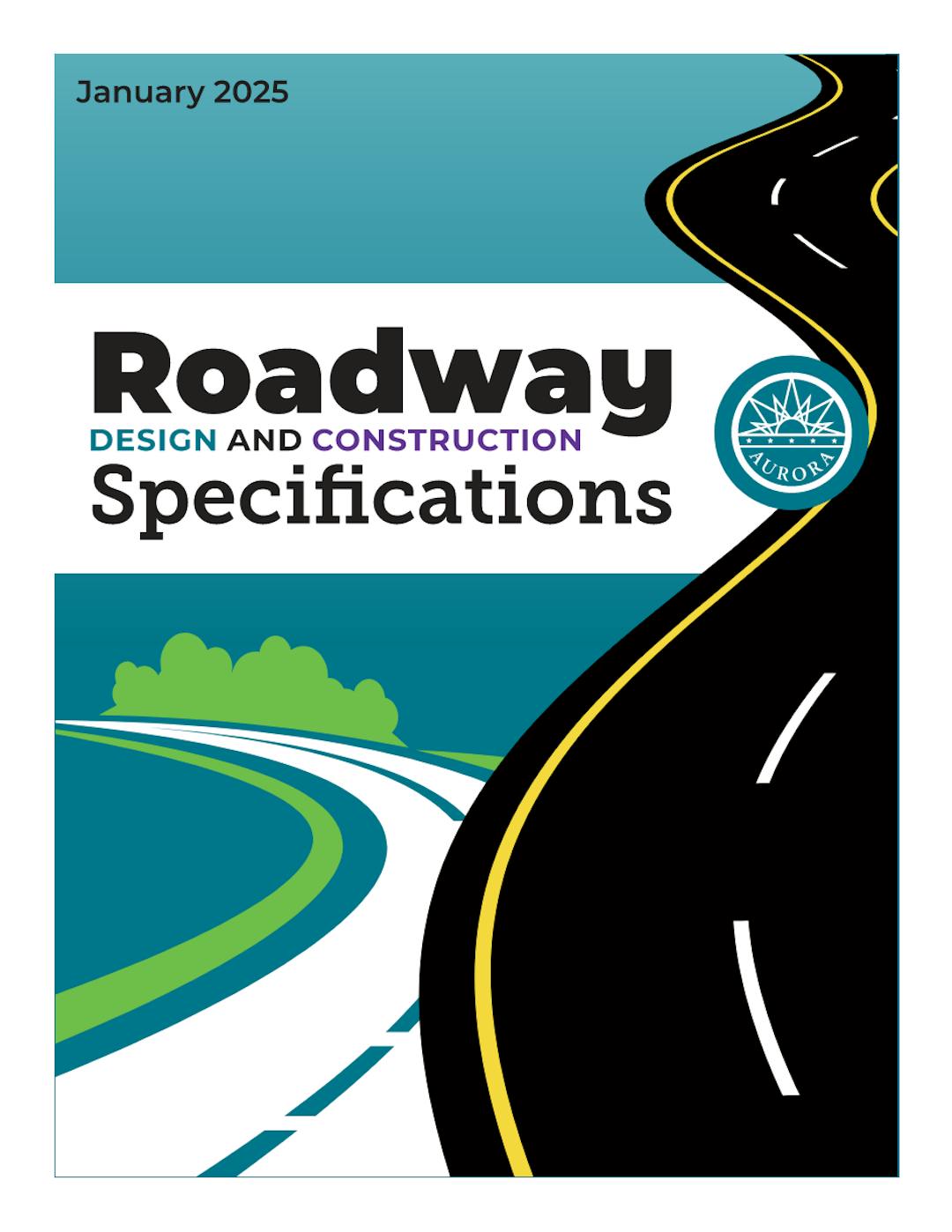 Image of cover of roadway manual with silhouettes of cars, traffic signals and a road