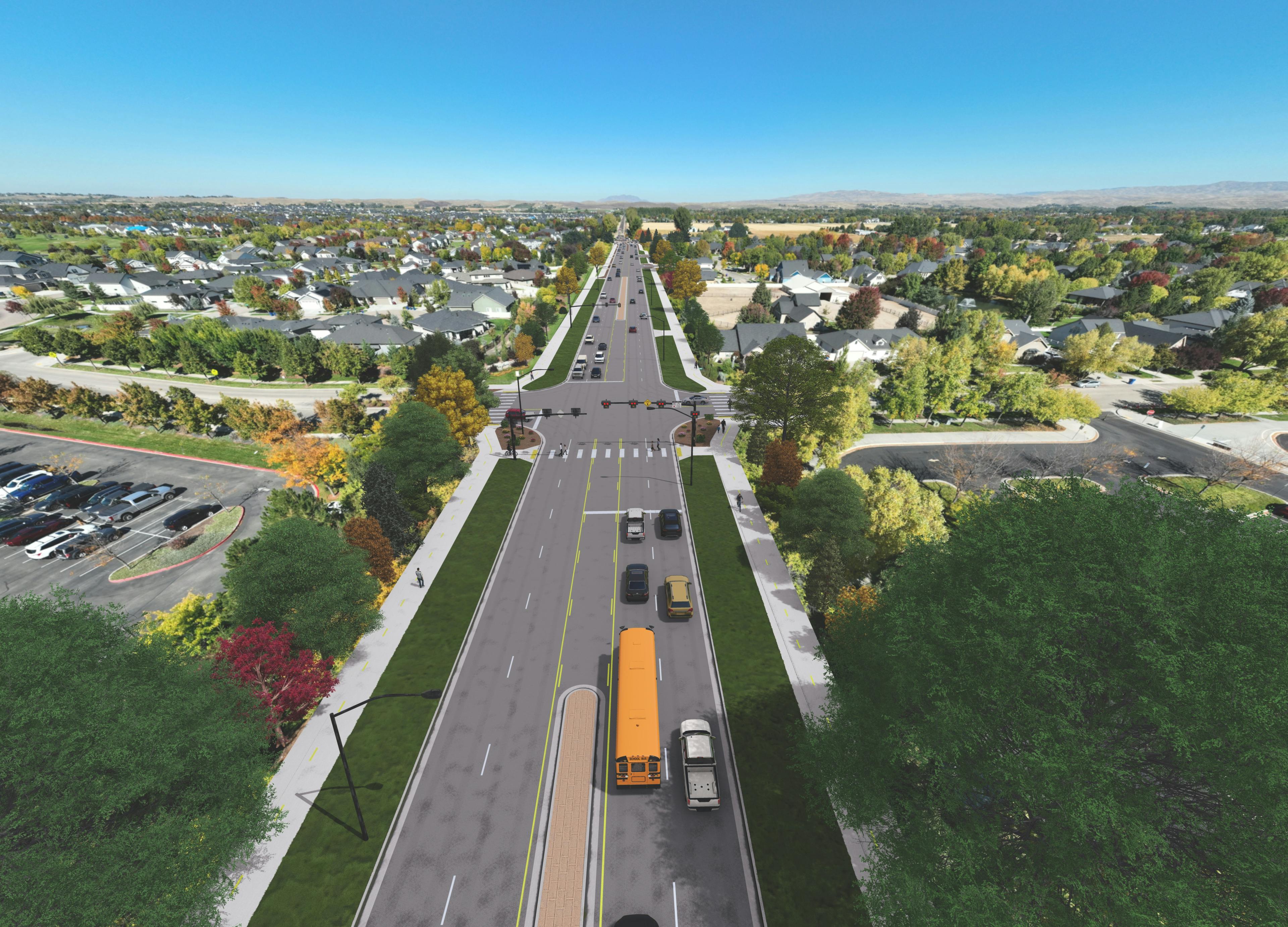 Rendering - Linder Road, facing north