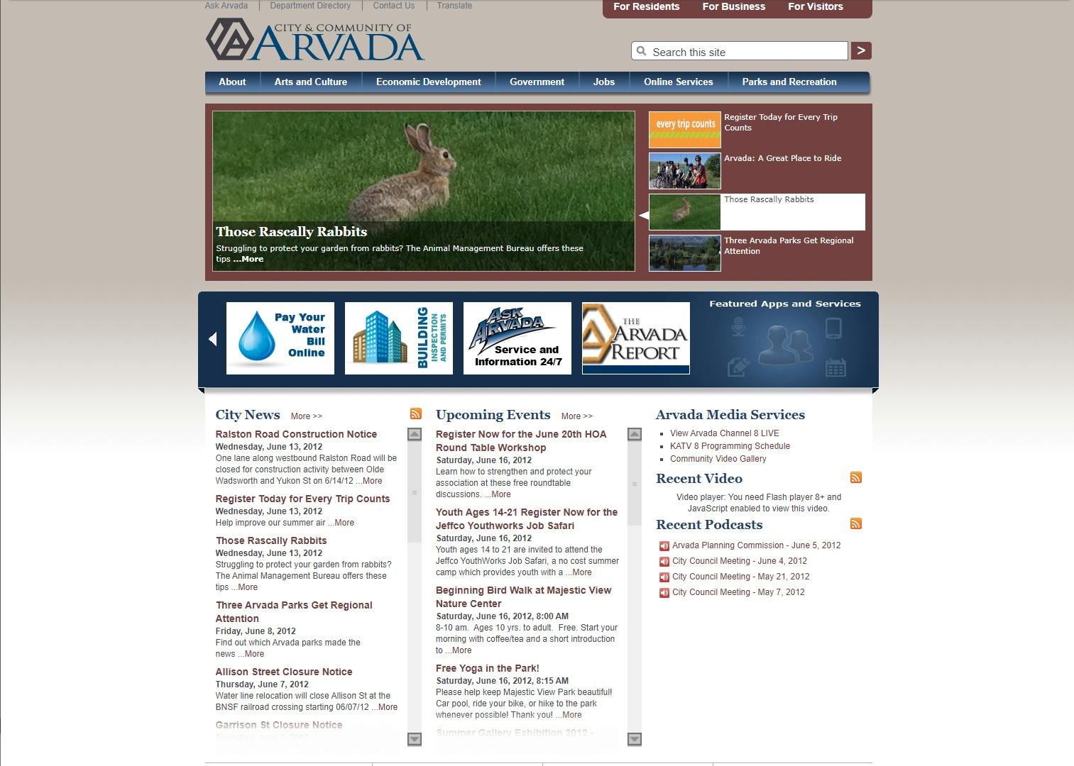 Arvada.org in 2012
