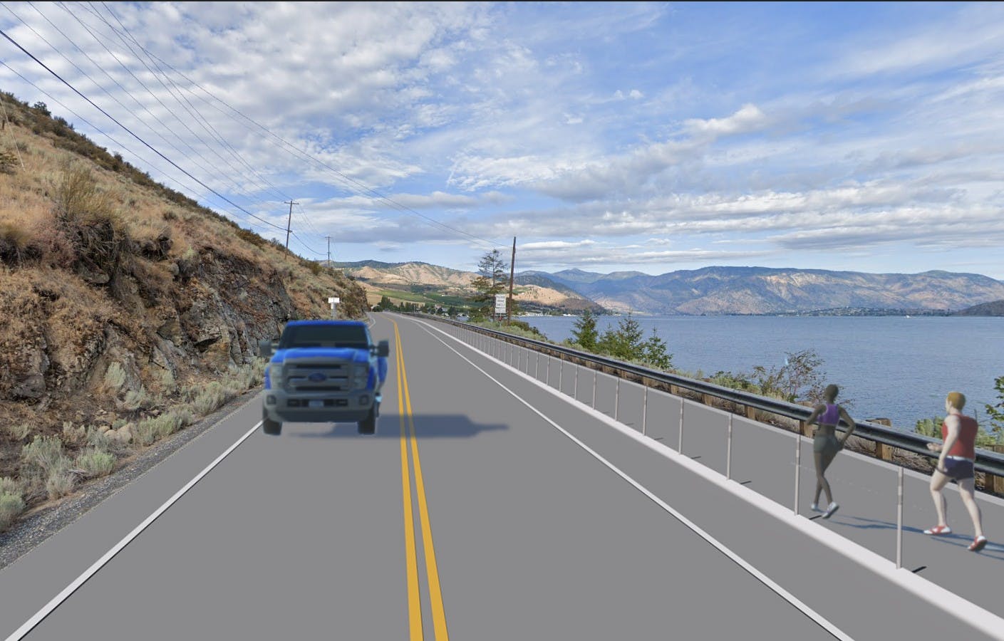 Rendering of proposed shared-use trail on US 97A in Chelan