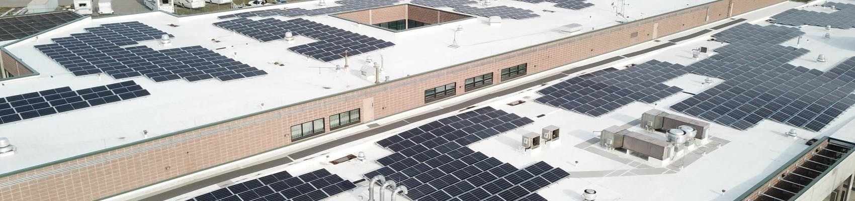Aerial view of the Missoula County detention center's rooftop solar array