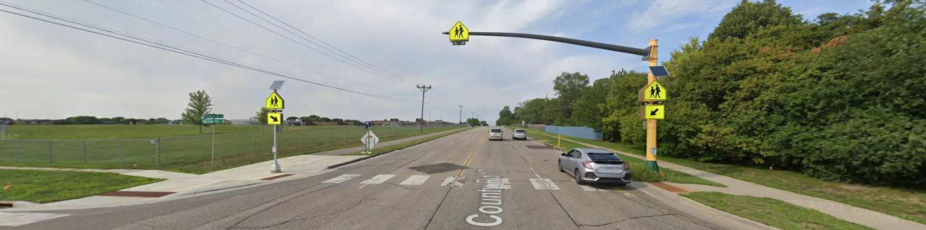 pedestrian crossing on a county road