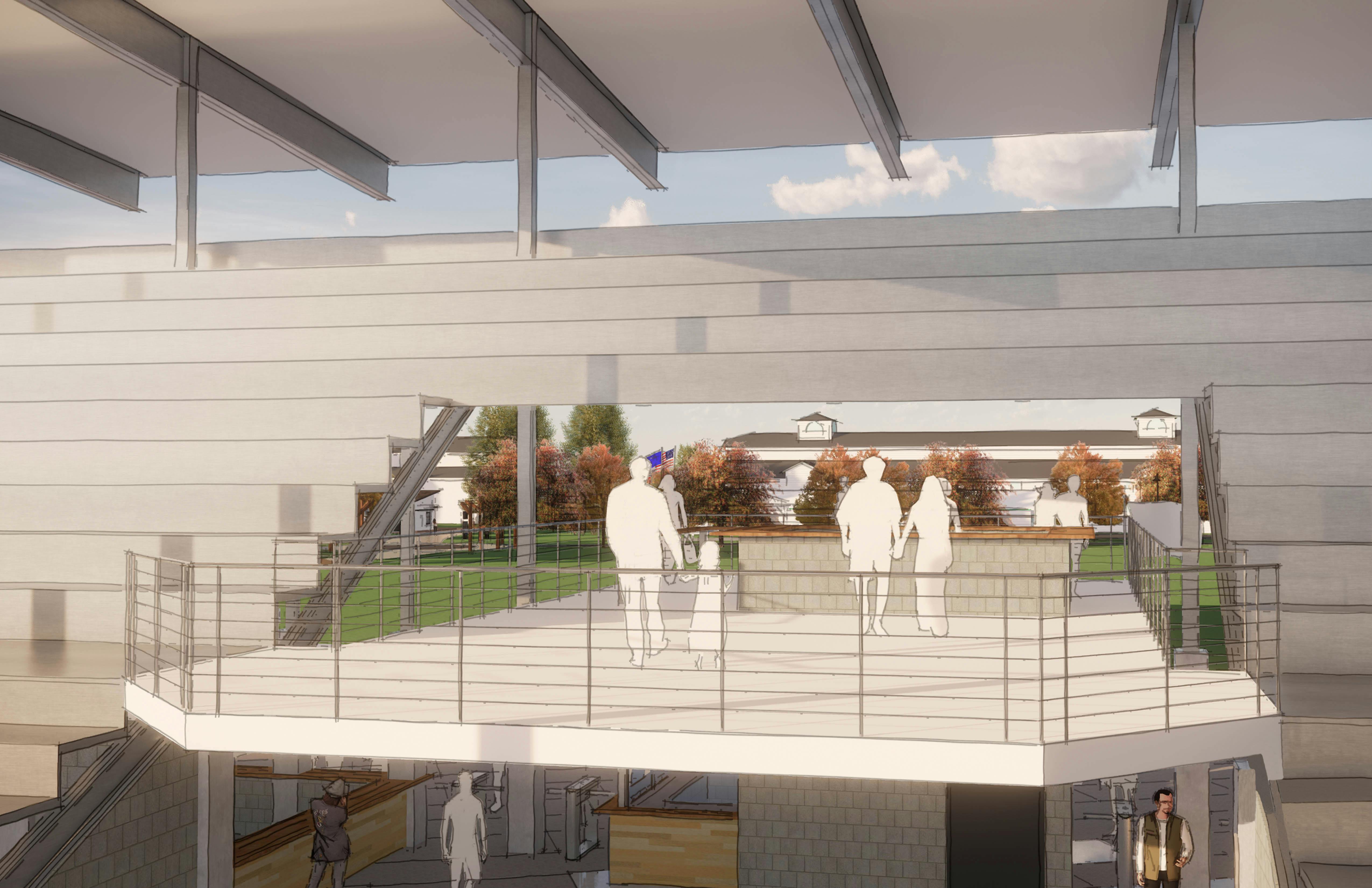 A rendering of the rodeo arena's upper level