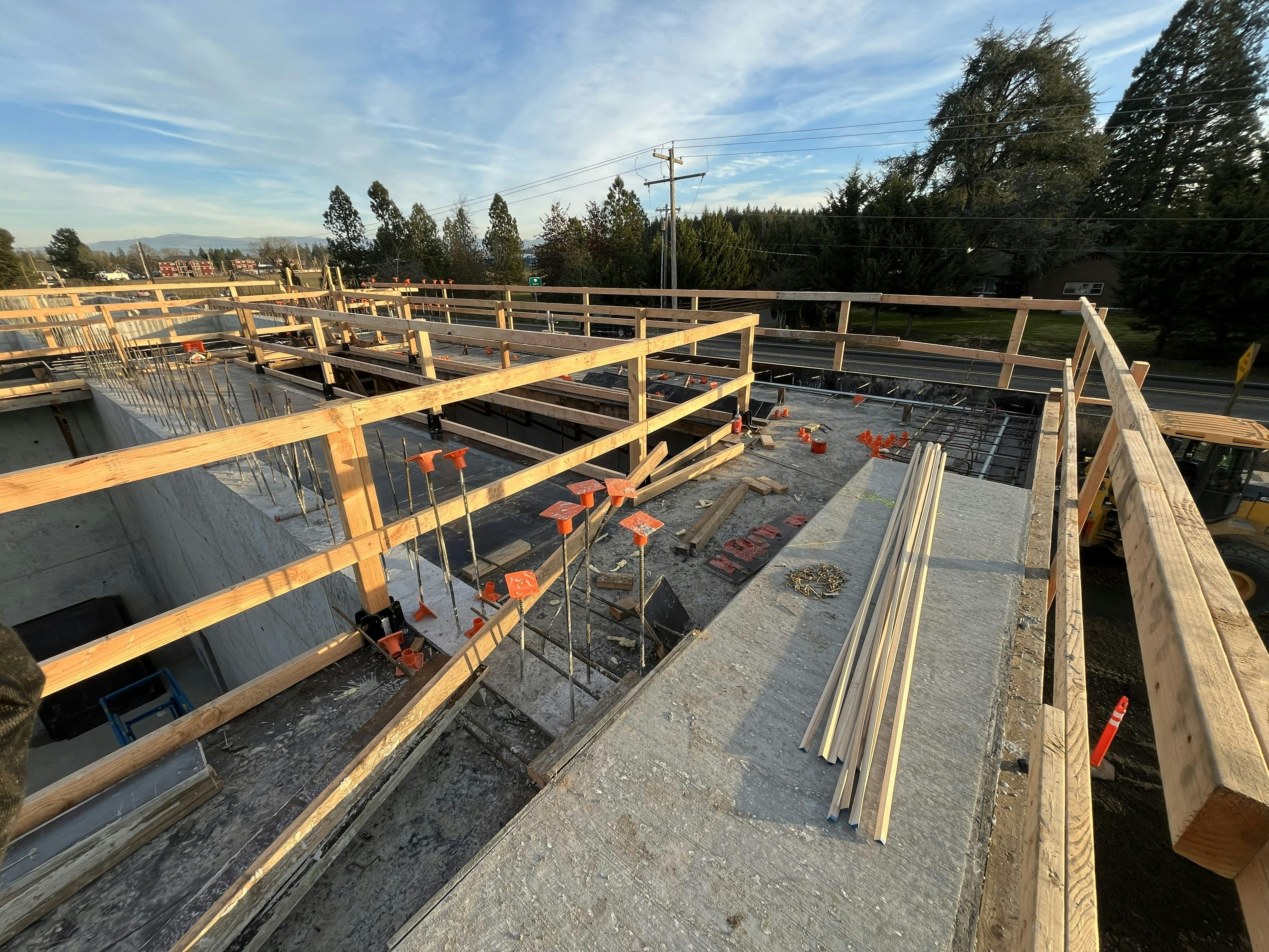 The catwalks around the sequencing batch reactor have started to get formed with a section of it already have its concrete poured. 