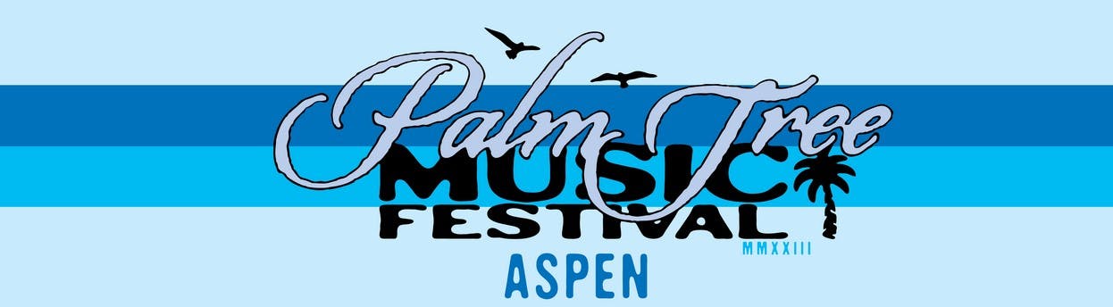 Gradients of blue stripes with logo for Palm Tree Music Festival overlay