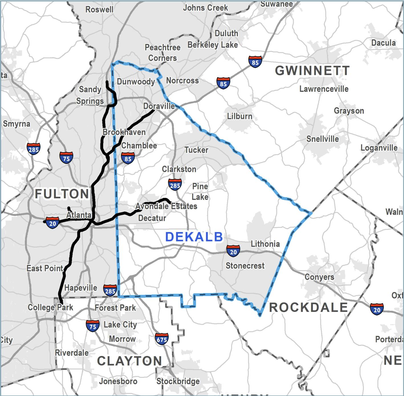 Aerial map of DeKalb County