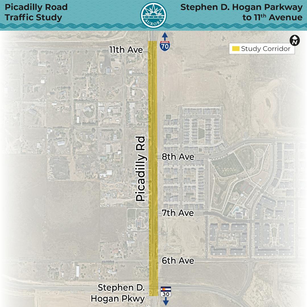 aerial map shows Picadilly Road between Stephen D. Hogan Parkway and 11th