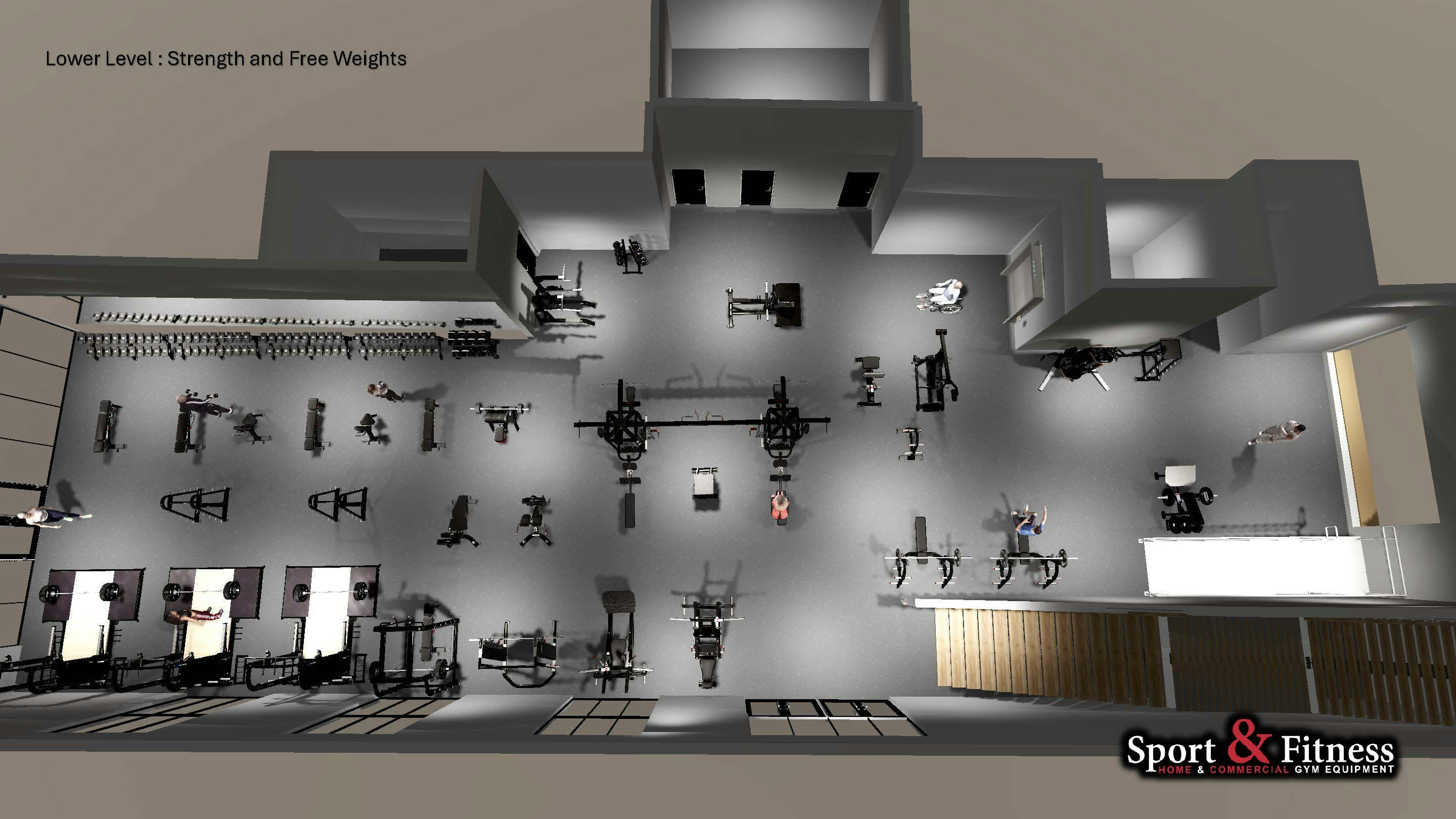 Lower Level: Strength & Free Weights Concept Redering