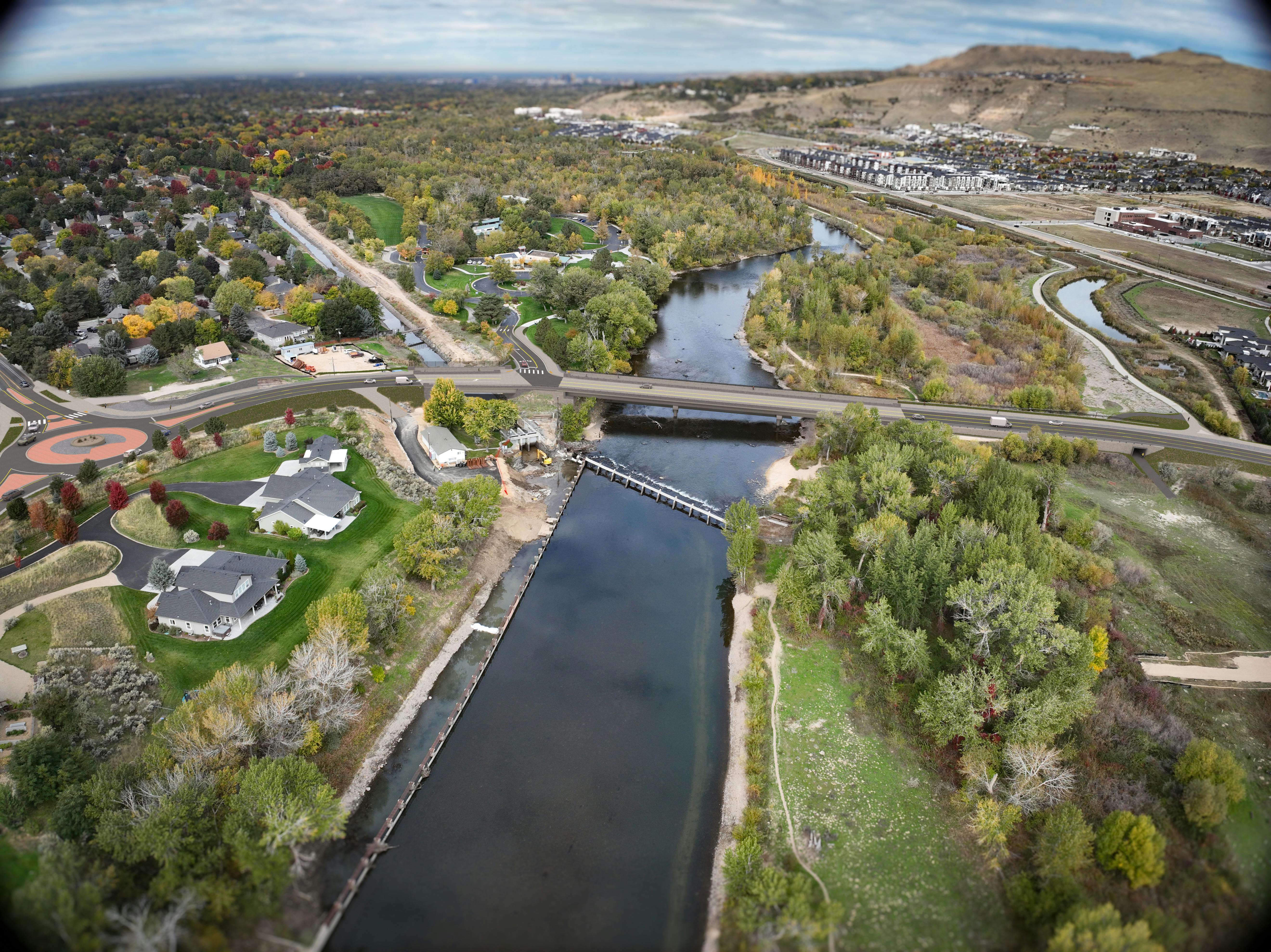 Eckert Bridge and Roundabout Looking Westbound