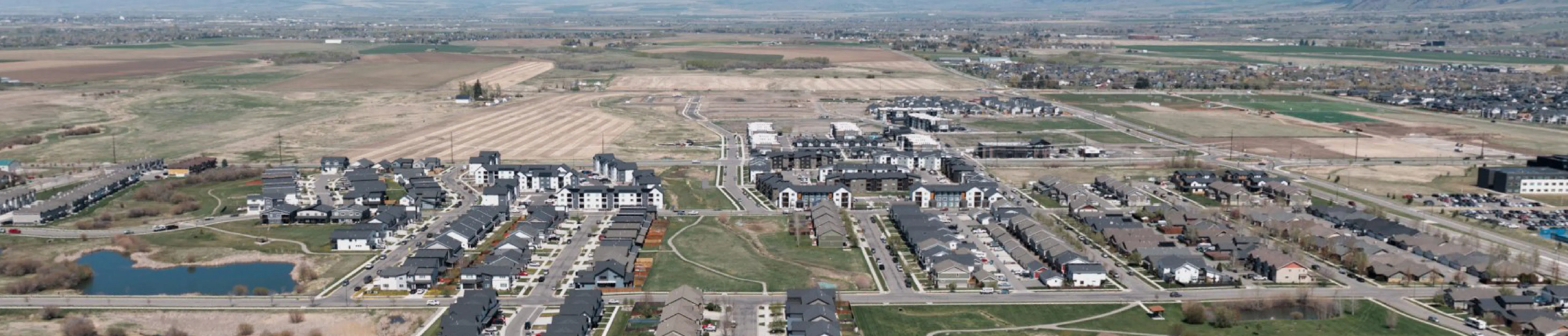 Aerial view of project area showing subdivisions and undeveloped land