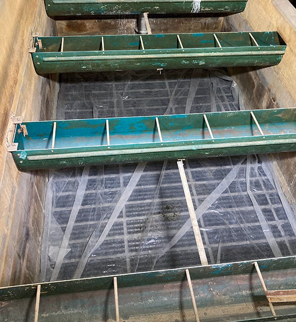 The underdrains have been installed in Filter 6. The filter media -- i.e., anthracite coal -- will be installed in June.