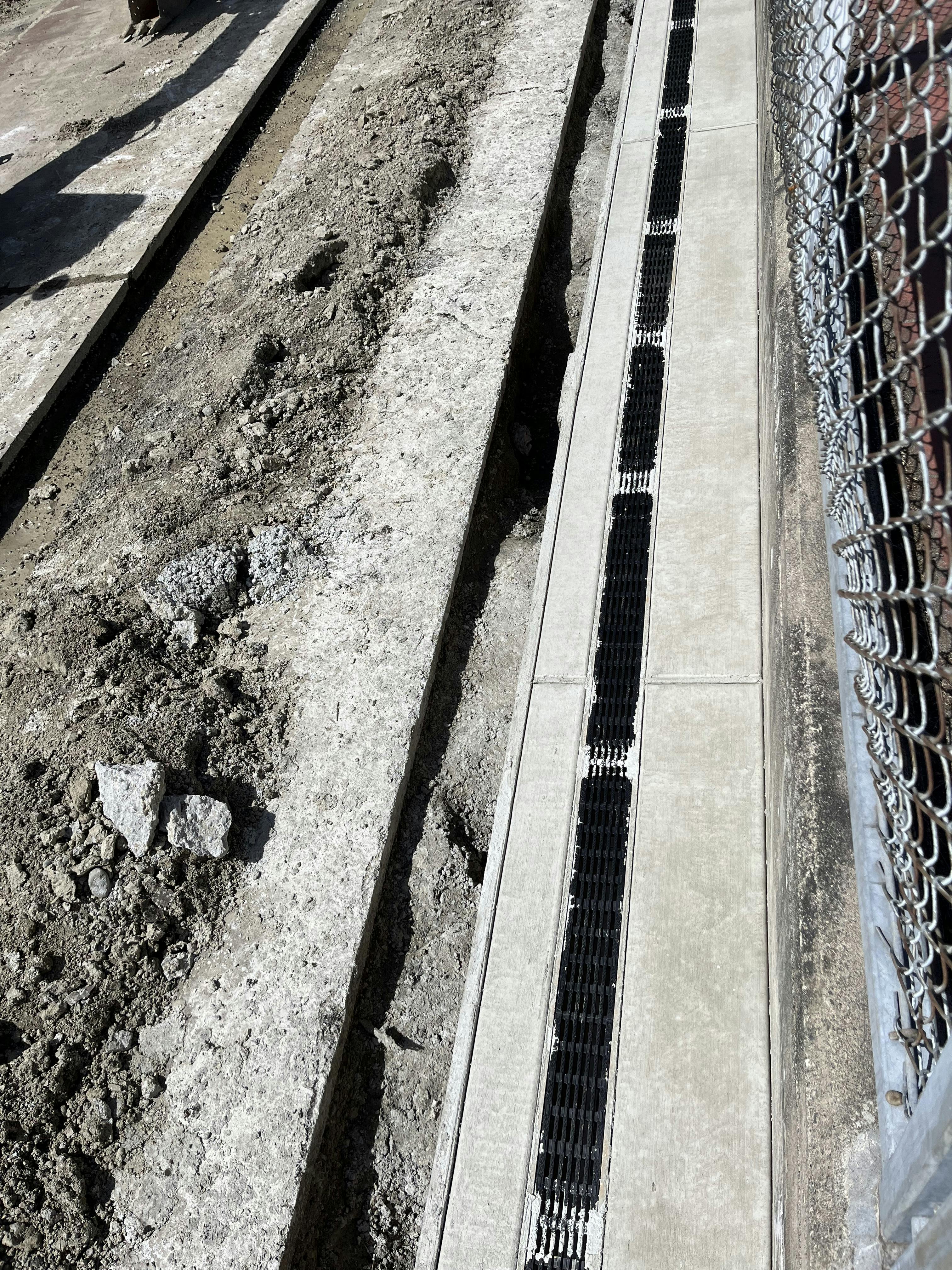 Concrete setting for ACO trench drain system