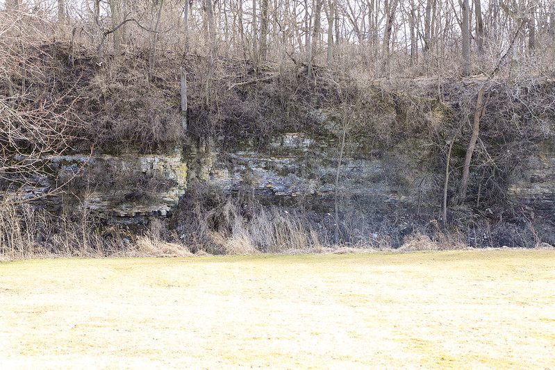 Protecting and highlighting natural features (quarry wall, creek)