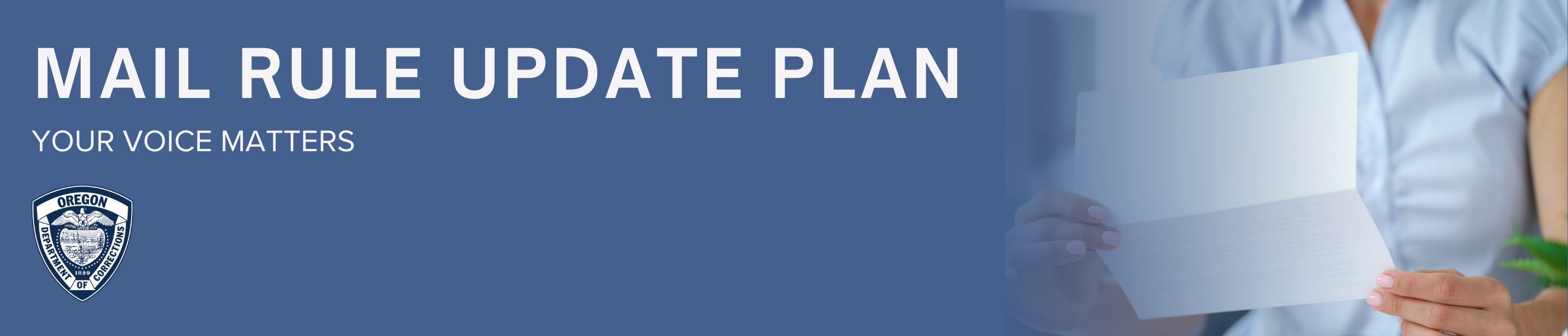 Department of Corrections Mail Rule Update Plan