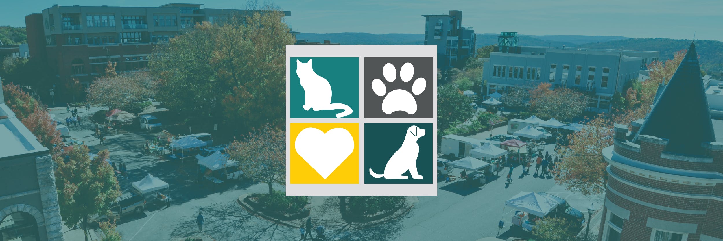 Fayetteville Animal Services logo: Your community, your shelter, saving lives. With icons of a heart, paw print, cat and dog