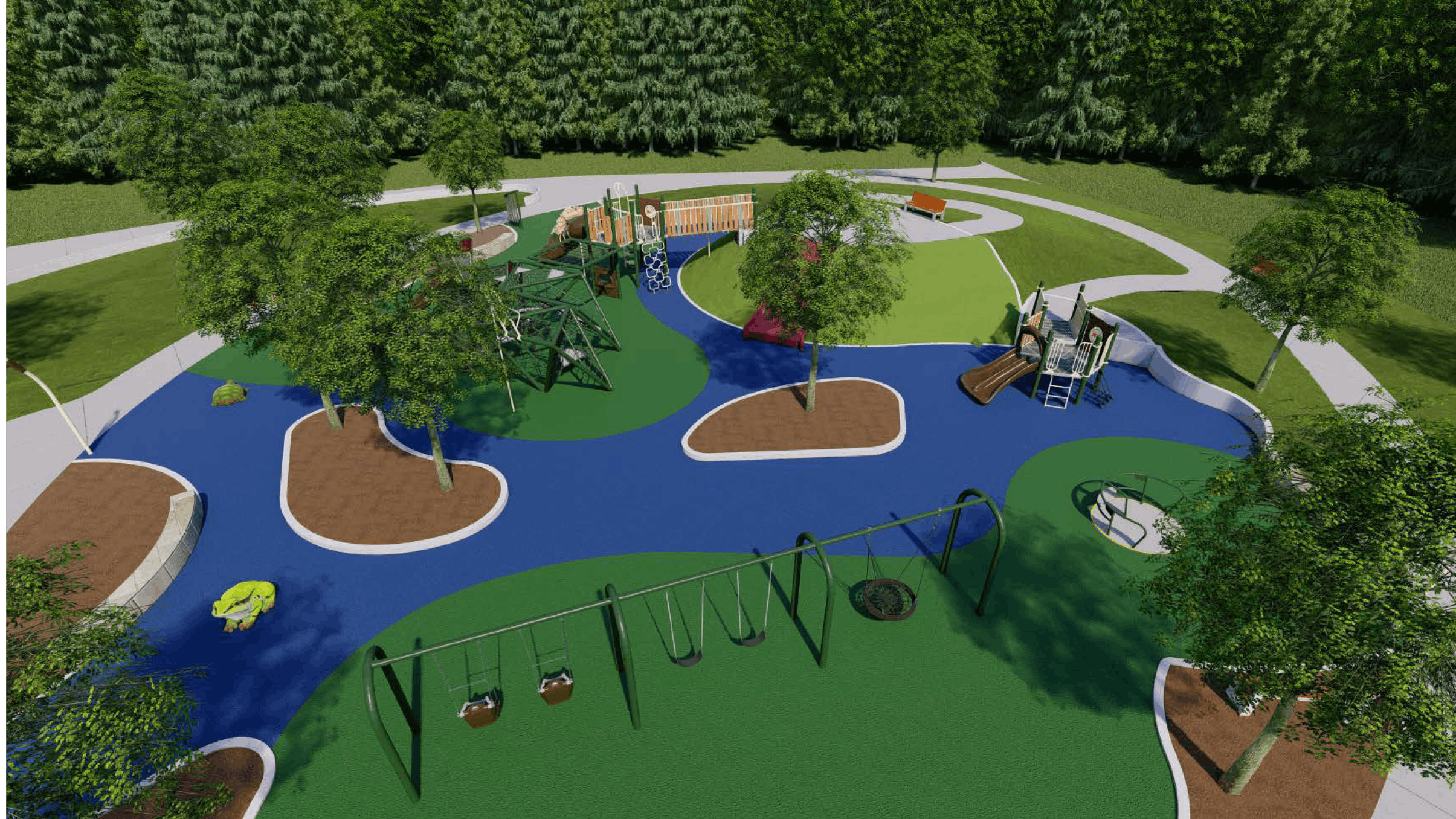 Aerial view of the Oakbrook Park Playground Design