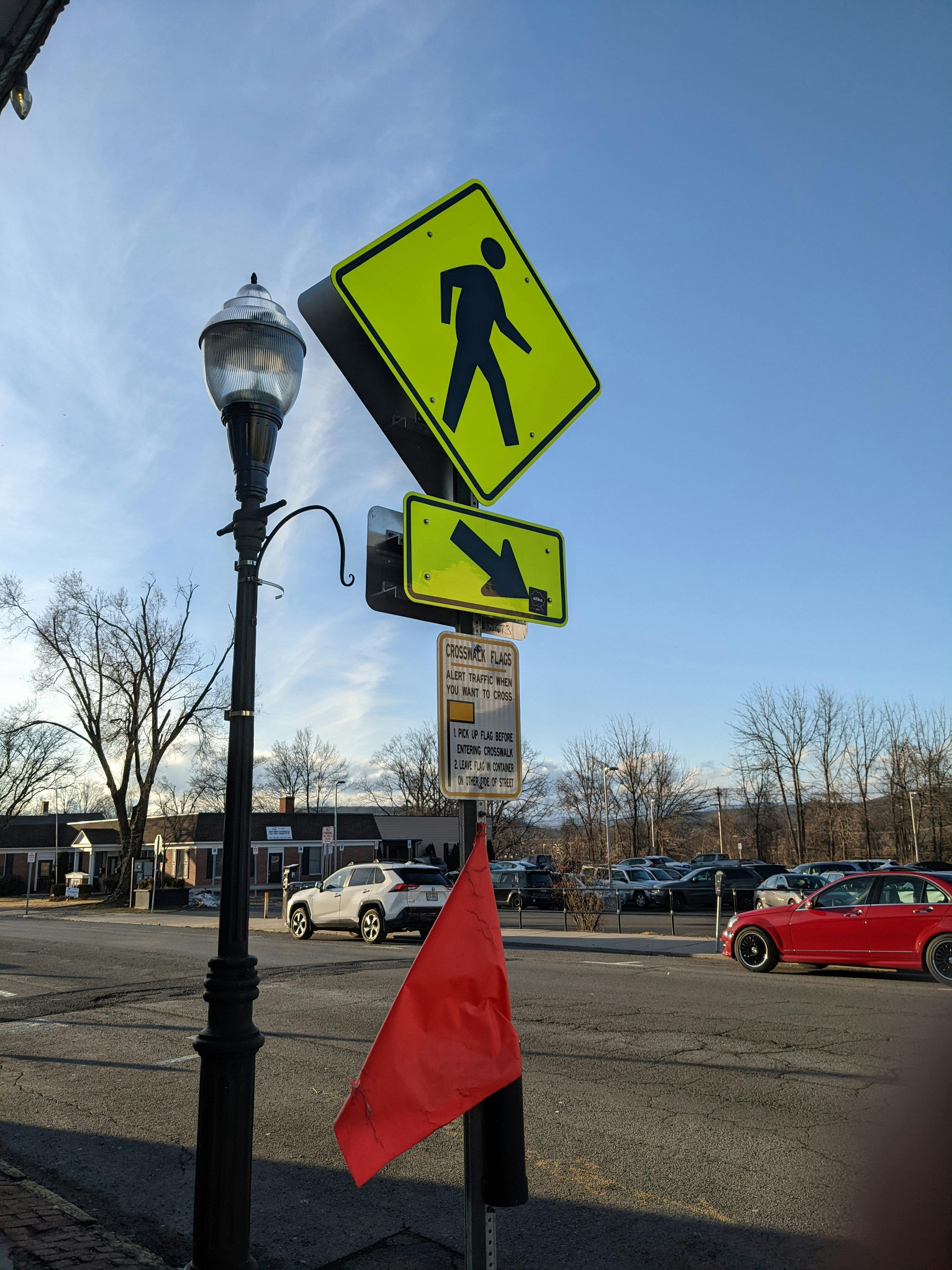 Pedestrian flag at Crown St.