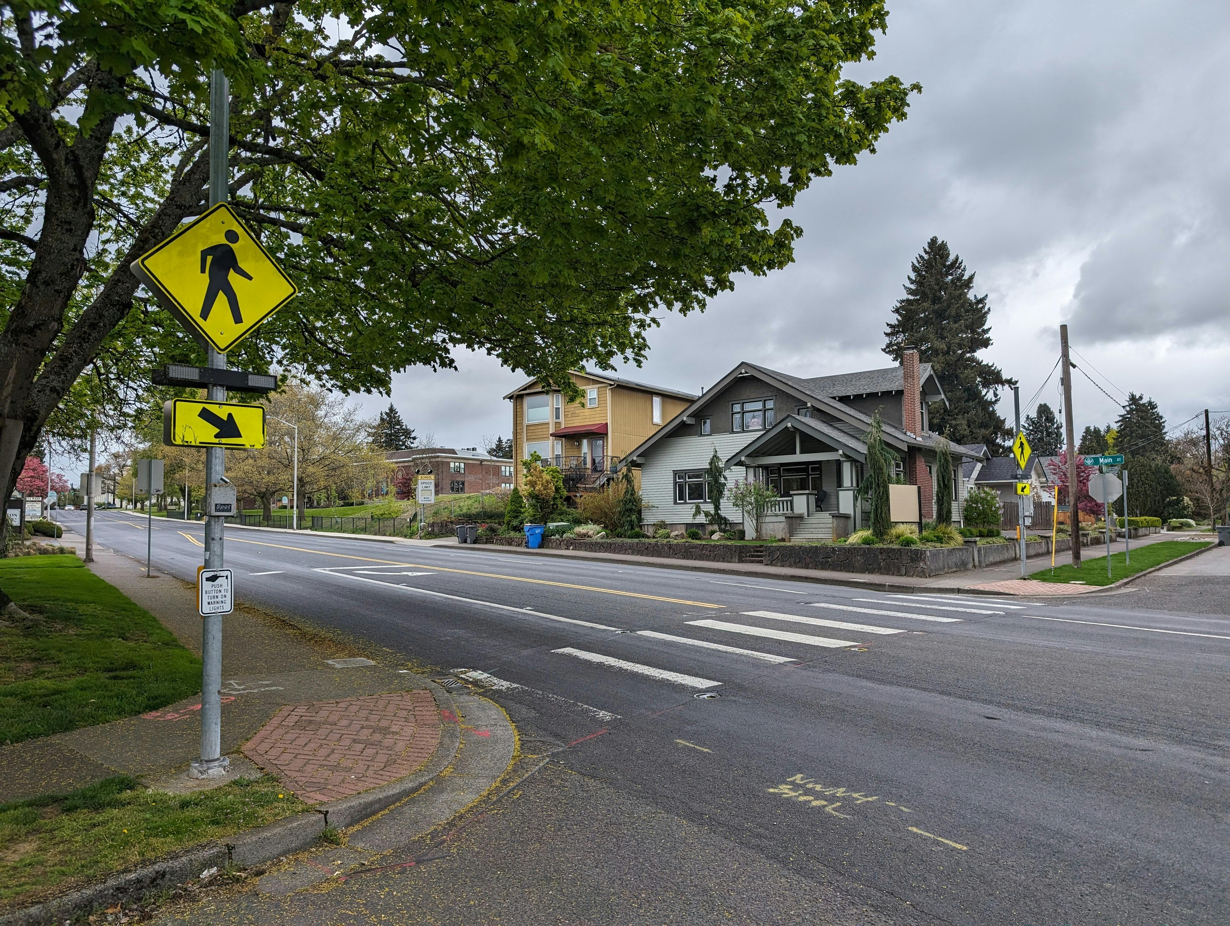 At Main Street, a continental crosswalk and rectangular rapid flashing beacon (RRFB) are located on the north intersection leg. Coordination with the Upper Main Street project will help identify intersection approach options along 29th Street.